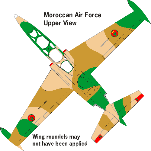 Moroccan Air Force Fouga Magister Upper plan view